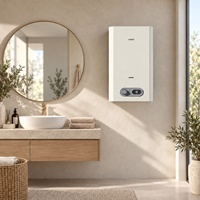 Chauffe-eau à gaz en acier 16L / Geyser 32kW à évacuation par conduit, affichage LED, allumage par impulsion, multiples protections de sécurité, option solaire pour VR