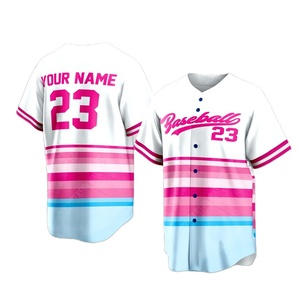 Pabrik Cina kaus Jersey rajutan wanita merah muda dan biru perempuan kemeja bisbol Jersey berpori dewasa kustom Orang - Product Image 1