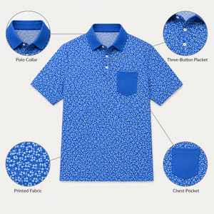 Polo de <span class=keywords><strong>Golf</strong></span> Personalizado Azul Brillante con Estampado de Puntos Pequeños en Poliéster y Spandex, Tallas XS-3XL, Camisetas Transpirables para Campo de <span class=keywords><strong>Golf</strong></span>, Suministros para Clubes OEM ODM - Product Image 5