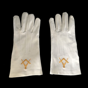 Guantes bordados para dama, manoplas faciales de color blanco con gemas bordadas, color amarillo - Product Image 5