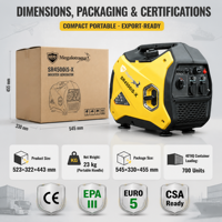 Generator Inverter Bensin Senyap 3500W Portabel Ringan 23kg Tenang 65dB Sumber Daya untuk Cadangan Rumah dan Berkemah