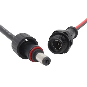 AOHUA sales M12 waterproof 5.5 *2.1mm 5.5*2.5 mm type Female DC jack /connector/plug male panel power cable connector with cable