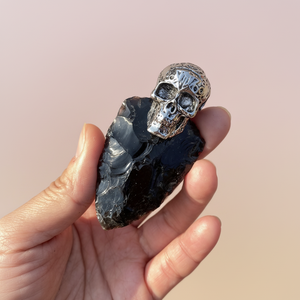 Collar de Obsidiana con Forma de Cuchillo de Flecha de Cristal, Hecho a Mano, con Diseño de Lobo y Calaveras, para Joyería DIY - Product Image 2