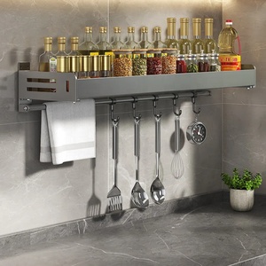 Étagère de cuisine Jelos, support de rangement multifonctionnel pour épices, anti-rouille, métal durable, montage mural sans perçage, bouteille à épices pour la cuisine - Product Image 2