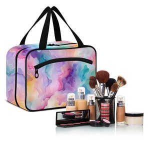 Bolsa de Cosméticos con Cierre de Cremallera y Estampado Tie Dye Arcoíris, Bolsa de Aseo Grande Personalizada para Mujer, Bolsa de Viaje con Gancho para Colgar - Product Image 6