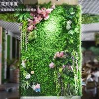 Vente en gros de fleurs artificielles en plastique Wall-3D de feuillage pour la décoration de fête, de mariage, de bureau et de paysagiste