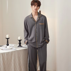 Abbigliamento da salotto in peluche per il sonno <span class=keywords><strong>invernale</strong></span> Piyama Lucu Tidur da notte in pile <span class=keywords><strong>pigiama</strong></span> da <span class=keywords><strong>uomo</strong></span> grigio spesso per uso domestico e da viaggio - Product Image 1