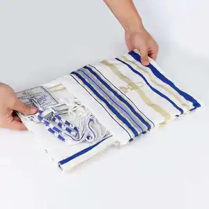 Unisex Messianic Kosher İsrail müslüman deJewish tallit Polyester büyük namaz şal çanta