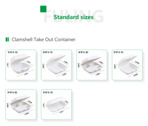 Fuling 9x6x3 ''inch mfpp để đi nhanh chóng container thức ăn xốp thay thế lấy đi bữa ăn Prep vỏ sò container - Product Image 6
