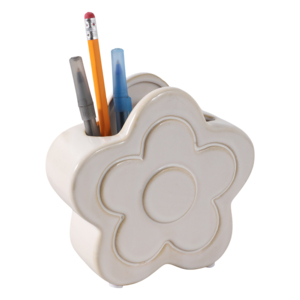 Organizer da scrivania in ceramica a forma di fiore, piccolo contenitore decorativo per la casa, l'ufficio e gli spazi di lavoro - Product Image 2