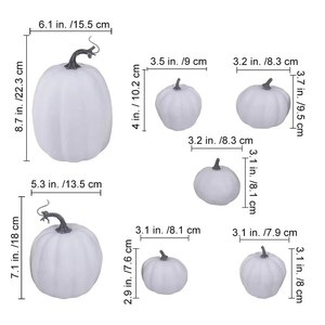 7 Calabazas de Espuma Realistas con Acabado Escarchado, Surtido Blanco y Dorado, para Decoración de Mesa en Otoño, Acción de Gracias, Pascua, Graduación y Hogar - Product Image 6