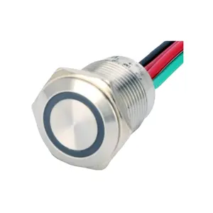 16mm/19mm/22mm/25mm/28mm/30mm interrupteur piézo métallique à verrouillage momentané étanche interrupteurs éclairés par lumière led