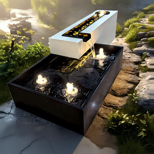 Fuente de Agua Moderna de Estilo Chino, Cascada de Corten Retro Exquisita para Jardín, Fabricante de Arte para Exteriores - Product Image 1