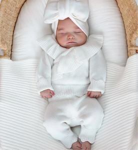 Ensemble de vêtements <span class=keywords><strong>pour</strong></span> nouveau-nés, cardigan à volants et <span class=keywords><strong>pantalon</strong></span>, en coton biologique doux et luxueux, tricot luxueux, ensemble « Bring Me Home » - Product Image 5