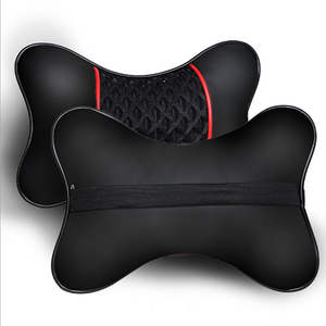 2 Piezas de Almohadas de Cuero PU Tejidas para Auto, Reposacabezas, Cojín de Apoyo para el Cuello, Accesorios para Asiento de Auto, Almohada de Seguridad Negra Universal, Decoración - Product Image 1