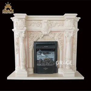 欧洲设计天然大理石雕刻壁炉壁炉架环绕别墅装饰