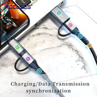 Câble USB 3 en 1 à charge rapide PD 60W, câble tressé en nylon 3A, câble micro USB, câble multi-chargeur 5 en 1 USB C vers USB C vers Type C