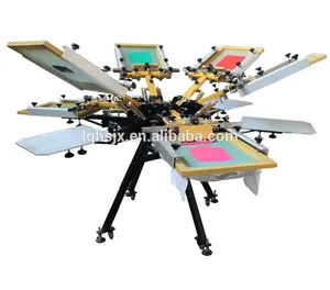 High precision Manual 4 color 4 station carousel serigraph screen printing machine with micro adjustment & double clamps