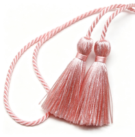 Vente en gros de franges à double pompon en polyester de 54 cm, garniture personnalisée pour rideaux et vêtements