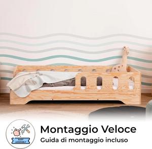 <span class=keywords><strong>Letto</strong></span> per Bambini Montessori 90 X <span class=keywords><strong>190</strong></span> cm in Compensato di Pino Design Moderno e Semplice Produzione Diretta dalla Fabbrica - Product Image 1