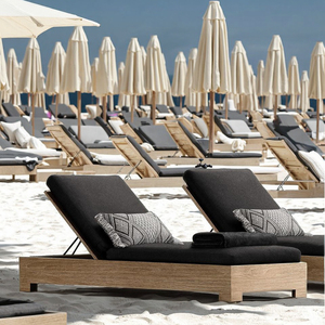 Luxury Solid Wood Outdoor Garden Furniture Modern Design Beach <strong>Sunbed</strong> Patio Chaise Lounge Waterproof <strong>Cushion</strong> for Hotels Villas - Product Image 5