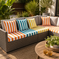 Coussin de chaise de patio en tissu Cabana Stripe Olefin à nouer, séchage rapide, 300 g/m², résistant aux UV