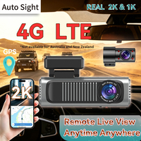 Caméra embarquée 4G avec contrôle à distance, double objectif 2K+1080P, GPS Beidou double positionnement, surveillance de stationnement Wi-Fi, DVR de voiture 256 Go, boîte noire Wi-Fi