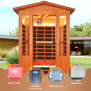 Sauna de infrarrojos lejanos para 2 personas, cabina de sauna tradicional para exteriores, resistente a la intemperie, de madera maciza de cedro rojo y abeto canadiense, para jardín. - Product Image 3
