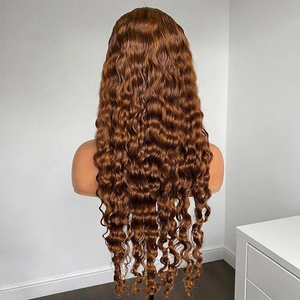 Pelucas frontales de encaje de cabello humano, Pelo Rizado brasileño virgen prearrancado, cutícula completa, Marrón miel, <span class=keywords><strong>Jerry</strong></span>, precio de fábrica - Product Image 4