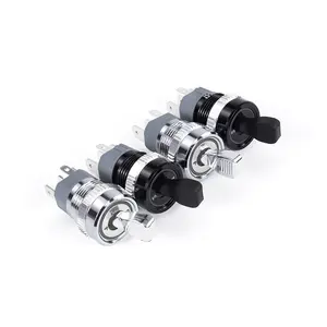 Two/Three Positions 16mm Metal Button Toggle Switch Latching Locking With Light Indicator Rocker Selector Silver/Black Body