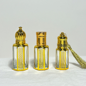 Commercio all'ingrosso vuoto fantasia 3ML 6ML 12ML oro Attar Arabian Oud ottagonale cristallo di vetro rotolo di profumo su bottiglie di olio di bottiglia <span class=keywords><strong>con</strong></span> <span class=keywords><strong>bastoncini</strong></span> - Product Image 2