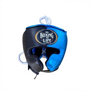 Ensemble de sparring personnalisé No Boxing No Life noir et bleu, comprenant des gants de boxe, un casque de protection et une protection inguinale respirante à lacets - Product Image 5