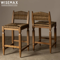 WISEMAX FURNITURE Chaise de comptoir de bar nordique classique en bois de frêne naturel Tabouret de bar haut avec repose-pieds pour îlot de cuisine
