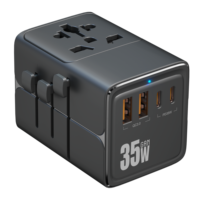 Adaptador de Viaje Internacional Universal con Enchufe de 10A y Múltiples Puertos USB, Compatible con Estándares de EE. UU., Reino Unido, Australia, UE y Europa