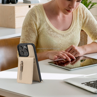 Casing Ponsel Kulit Desain Bisnis dengan Tempat Kartu Pelindung Dompet untuk iPhone 17 18 Pro Max