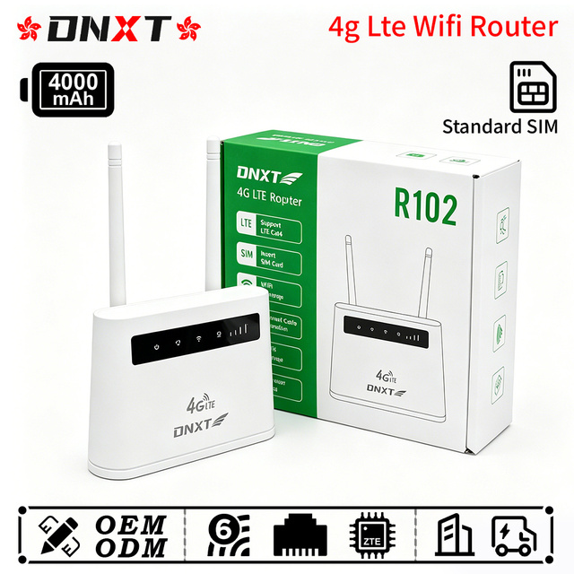 DNXT 4g router LTE Cat4 2.4GHz wifi 6 router 4000mAh WAN/LAN 4g lte router 300Mbps WPS 4g router with sim card slot Work Use