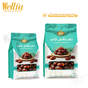 Sacs en plastique personnalisés pour dattes Khalas, 250g 500g, qualité alimentaire, haute barrière, Doypack blanc en PE avec fenêtre transparente, fond plat - Product Image 1