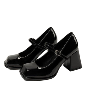 Zapatos de Tacón Alto Negros Simples para Mujer, Nuevos, Cuadrados, Gruesos, Elegantes, Retro, Estilo Mary Jane, Diseño Personalizado, Correa con Hebilla, Tendencia de Moda de Primavera - Product Image 1