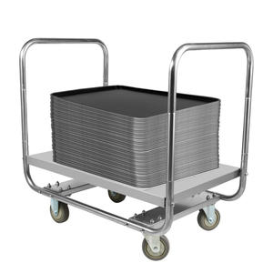 दोहरे हैंडल कारखाने थोक संग्रह ट्रे के साथ बड़ी क्षमता स्टेनलेस स्टील पैलेट ट्रॉली - Product Image 5