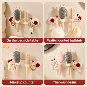 Punch-Free Suction Cup Comb Storage Rack Bathroom <b>Wall</b> Hanging Rack Plastic Hair Band Head Rope <b>Hook</b> Jewelry <b>Hook</b> Hair Ring - Product Image 5