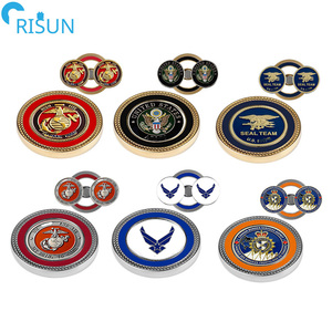 Pièces commémoratives personnalisées USMC USAF USN en métal avec aimant, pièces de défi personnalisées avec marqueurs de balle de golf amovibles - Product Image 1