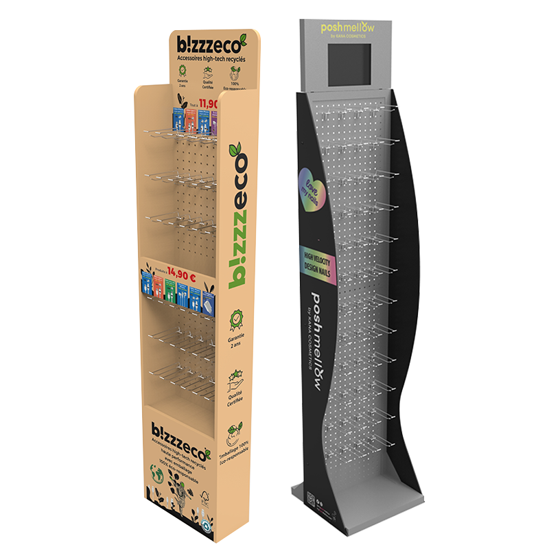 Apache Customized Hole Board Hook Display Rack with Roller and Interchangeable logo for Supermarket — view 2