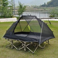 Tente de camping 2-en-1 surélevée à double couche, une chambre, en tissu Oxford, trois saisons, portable et légère, pour deux personnes