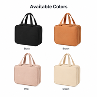 Tas Perlengkapan Mandi Gantung Logo Kustom Bahan Oxford 4 Lipatan Organizer Kosmetik Perjalanan dengan Gantungan Tas Cuci Portabel untuk Perjalanan