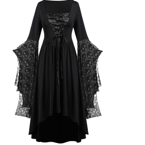 <span class=keywords><strong>Disfraz</strong></span> <span class=keywords><strong>de</strong></span> Halloween para Mujer, Estilo Medieval, Vampiro, Cosplay, Gótico, <span class=keywords><strong>Bruja</strong></span>, Mangas <span class=keywords><strong>de</strong></span> Murciélago, Corsé <span class=keywords><strong>de</strong></span> Encaje <span class=keywords><strong>con</strong></span> Calavera, Poliéster - Product Image 1