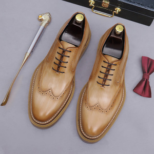 European style brocade engraved leather shoes for men-English style genuine leather thick-soled wedding shoes-formal business - Product Image 4