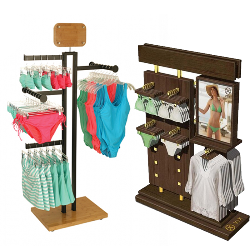 Apache Customizable Light Duty Double-Sided Wooden Floorstanding Underwear Display Rack for Supermarkets — view 6