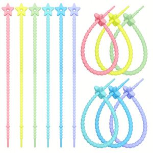 สายรัดซิลิโคนรูปดาวเล็กมาการองขนาด 22 ซม., เชือกผูก, พวงกุญแจ, อุปกรณ์ DIY, พวงกุญแจ - Product Image 4
