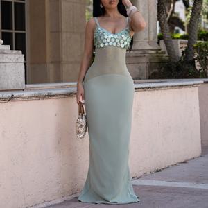 <span class=keywords><strong>Vestido</strong></span> Maxi de Lentejuelas para Mujer 2026, Nuevo <span class=keywords><strong>Vestido</strong></span> de Noche <span class=keywords><strong>Ajustado</strong></span> con Tirantes Finos y Malla Transparente para Fiestas y Bodas - Product Image 2