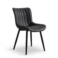 Chaise de salle à manger rembourrée noire, style nordique moderne, avec dossier et pieds en métal, pour salle à manger ou hôtel